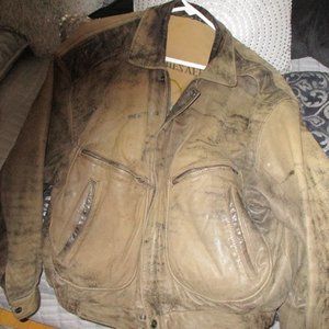 vintage bomber men;s large leather jacket Messingers aeriennes